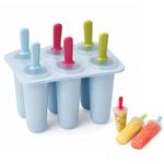 Prplet Silicone Popsicle Kulfi Mold Set (6 Cavities) with Reusable Sticks | BPA Free | Ice Cream/Kulfi/Ice Candy Maker | Food Grade | Easy Release | Dishwasher Safe (Blue)