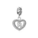 SBI Jewelry Women 18 Love Clear CZ Heart Charms for Bracelets for Best Friends Family Daughter Teenager Sister Number Dangle Birthday Christmas Compatible with Pandora Charm Bracelet