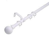 Lister Cartwright 19 mm Extendable Metal Curtain Poles Rods Voile Easy Fitting - White(Ball Finials, 210-360 cm)