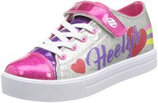 Heelys Girl's Hly-g2w-1666 Wheeled Heel Shoe, Silver Rainbow Heart, 3 UK