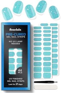 Beaolata Real Gel Nail Strips (No UV Light Needed) - 44Pcs Salon Quality Nail Stickers - Long Lasting Polish Wraps for Women, Easy Apply & Remove (Paraiba Tourmaline)