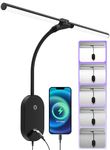 LED Wall Mounted Reading Light for Bed, 2 Heads Ultra Long Book Lights with USB Output, Wall Reading Lamps with Bright 5 Dimmable Touch Control,4 Hour Auto Off in 360°Gooseneck Headboard Bed Light