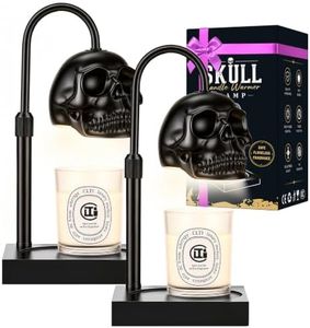 Skull Candle Warmer Lamp with Timer & Dimmer, Gothic Skull Wax Warmer Lamp for Jar Candles, Adjustable Height Skeleton Candle Light Warmer with 2 Bulbs, Spooky Goth Home Decor Gifts (Black, 2pack)
