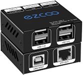 USB Extender 165ft 50m 4-Port USB2.0 HUB by Cat5e Cat6 -Two Webcam Work Sync,Plug & Play for Camera Storage Hard Drive PC Windows,MacOS,Android,1.5m USB Cable, 5V Power USB Over Ethernet EX60USB