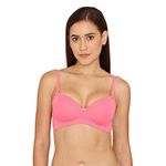 Zivame for Women Cotton Elastane Padded Non-Wired 3/4Th Coverage T-Shirt Bra (ZI1951FASHBPINK0032C_Pink_32C)