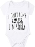 MAINESAKA Newborn Baby GOT My Mind ON My Mommy Paws Funny Bodysuits Rompers Outfits Grey White 0-18M (Q-I Only Love My Bed and Auntie, 0-3M)