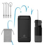 SYNHOPE Water Flosser [Mini Cordless Portable] Oral Irrigator Teeth Cleaner Pick, Telescopic Tank, 3 Modes & IPX7 Waterproof, Home Travel Flossers for Teeth, Braces Bridges Care (Black)