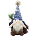 Gehydy Christmas Gonk Decorations Handmade Branch Gnome Plush Stuffed Xmas Decor for Home Kitchen Farmhouse - Light Blue