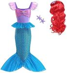 Dressy Daisy Shimmery Princess Mermaid Tail Fancy Dress Birthday Party Costume with Hair Wig for Toddler Girls Size 5