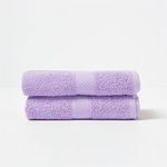 HOMESCAPES Lilac Turkish Cotton Set of 2 Hand Towels Super Soft Thick & Absorbent 500 GSM Towel Heavy Weight for everyday Luxury