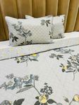 Furnistitchs Cotton Feel Quilted Ultrasonic Bedcover Bedsheet Quilt Bedspread with 2 King Size Pillow Covers 90 x 100 inches / 228 x 248 cms - Decorative Bed Cover Double Bed (Grey Flowers)