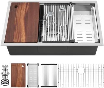 Suncano 33 Inch Undermount Kitchen Sink Workstation, Stainless Steel Kitchen Sinks Single Bowl, Handmade Large Undermount Sink 33x19x10 with Accessories