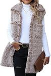 FEOYA Vest for Women Long Puffer Sherpa Fall Jackets Winter Fleece Sleeveless Outerwear Faux Fur Quilted Vests Coat