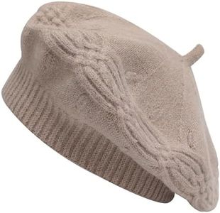 ZLYC Béret français réversible en cachemire de couleur unie pour femmes et filles, Maille torsadée Café clair, Taille unique