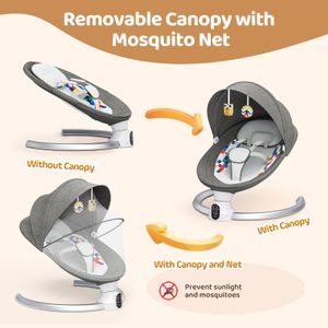 Electric Baby Bouncer Swing Chair – App & Remote Control, 5-Point Harness, Up to 9kg