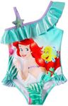 Disney Princess Girls One Piece Swimsuits Ruffle Toddler Girl Swimsuit Cute Little Girls Bathing Suit Girls' Swimwear Green 2t