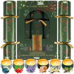 KreativeKraft Luxury Christmas Crackers, Pack of 6 Deluxe Xmas Crackers with Mini Scented Candles, Festive Seasonal Christmas Decor & Party Gifts (Green Tin)