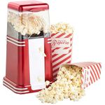 Electric Popcorn Maker - 1200W Retro Machine Popper Hot Air Fun, Fat & Oil Free | Healthy Snacks For Kids - For Movie Nights, Parties, Home Cinema, Hot Air Circulation, One Touch, Quick Popping