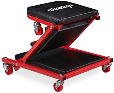 Relaxdays 10033759 Tabla taller, asiento con ruedas 2 en 1 y tumbona plegable, giratorio 360°, para coche, acero, color negro, Multifunktions-Werkstatthocker bis 150 kg