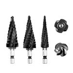 SALI Step Drill Bits Set HSS M35 1/4"-3/4", 1/8"-1/2",3/16"-7/8" Four Spiral Flute Cobalt Step Drill Bit Hole Expander for Hole Drilling in Stainless Steel, Copper, Aluminum, Wood, Plastic