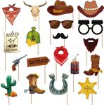 SKIRUP 19 Pieces West Cowboy Photo Booth Props Kit, Cowboy Western Party Decorations Selfie Props for Western Cowboy Theme Party Favors Supplies (Cowboy)