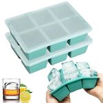 Theuwnee Platinum-Silicone Large Ice Cube Tray, 2 Pcs Ice Moulds with Lid, Easy-Release, Odourless, Stackable and Dishwasher Safe, for Beer, Whisky, Cocktail and Baby Snack Included, BPA Free