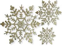 BANBERRY DESIGNS Gold Snowflake Ornaments - Set of 72 Assorted Sizes of Glitter Gold Shatterproof Snowflakes - Snowflake Ornaments - Gold Christmas Decorations