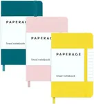 PAPERAGE Lined Pocket Journal Notebook, 3 Pack, (Yellow, Blush, Turquoise), 160 Pages, Small, 3.6 inches x 5.6 inches - 100 GSM Thick Paper, Hardcover