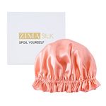 ZIMASILK 100% Mulberry Silk Bonnet for Women Hair Care, Double Layered, Silk Hair Wrap for sleeping with Elastic Stay On Head (1Pc, Coral+Ivory)