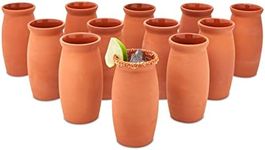 Okuna Outpost 12 Pack Clay Drinking Cups, Cantaritos de Barro Mexicanos for Margaritas, Tequila, Mexican Fiesta (12 oz)