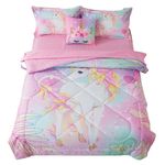 lishjekee 6Pieces Unicorn Comforter Set Girls Twin Pink Unicorn Bedding Sets Girly Bed in A Bag for Kids Teens Cute Unicorn Comforter and Sheets Set Kawaii Animal Bed Sets Home Decor