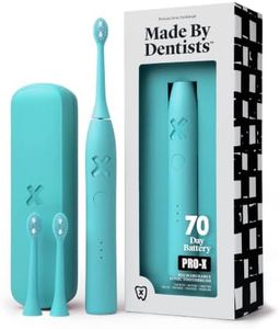 Made by Dentists PRO‑X Sonic Electric Toothbrush for Adults – 70‑Day Battery on One Charge, Dentist‑Designed Whitening Rechargeable Toothbrush, 3 Brush Heads & Travel Case, 3 Modes, Blue
