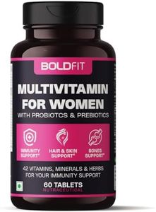 Boldfit Multivitamin For Women Tablets With Probiotics - 42 Vital Ingredients For Immunity, Hair, Skin, Energy & Bone Support - Pack of 1, 60 Tablets