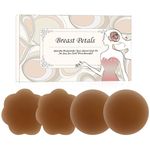 YouGa DIRECT Women Silicone Pasties - 2/4 Pairs Reusable Nipple Cover Breast Petals Invisible Silicone Nipple Pasties Self Adhesive Bra For Women (Brown-R-F-Ⅳ)