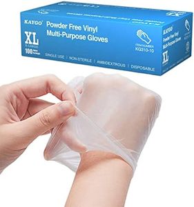 KAYGO Disposable Vinyl Gloves, 100 pack Powder Free Latex Free, 3 Mil,Idea for Home, Cleaning and Food, Clear, KG310,L