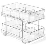 PUPPYCUTE 2 Tier Clear Organizer, Bathroom Kitchen Pantry Organization, Under Sink Closet Organizers, Medicine Cabniet Storage Bins Organizing Tray, Multi-Purpose Slide-Out Storage Container (1 pcs)