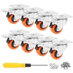 WEIBIDA 2" Plate Caster Wheels Set of 8, Heavy Duty Casters with Brake, 1200 Lbs, Safety Dual Locking, Industrial Swivel Top Plate Casters Wheels for Furniture, Carts (Screws and Screwdriver)