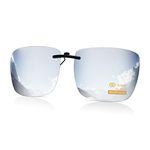 Goiteia Silver Mirrored Polarized Clip On Sunglasses Over Prescription Glasses Men Women,Compact Fit,Non-Flip Up