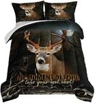 HOSIMA Deer Comforter Forest Hunting Bedding Sets for Teen Boys Mens Bedroom Essentials RV Inside Decor,Western Bedding Wildlife Animal Queen Comforter Set with 2 Pillowcases.