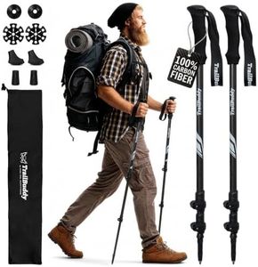 TrailBuddy 3K Carbon Fiber Hiking Poles - Collapsible Lightweight Trekking Poles for Hiking - Adjustable Walking Sticks for Women, Men, Seniors with All-Terrain Tips, Baskets & EVA Grips