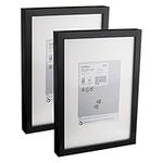 Ikea RIBBA Chunky Thick A4 Box Photo Frames, Black, 21 x 30 Centimetres (With 13 x 18 Mat), Fibreboard & Plastic - Set of 2