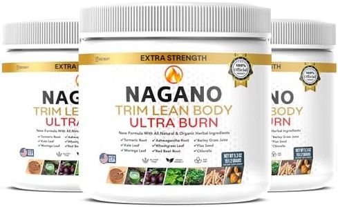 Nagano Trim Lean Body Ultra Burn | Organic Greens Superfood Powder | Supports Energy, Detox, Digestion Vitality | Turmeric, Moringa, Wheatgrass, Ashwagandha | Gluten-Free, Vegan, Non-GMO | 5.3 oz (3)