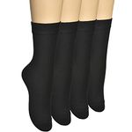 ELYFER Women's Thin Bamboo Seamless Toe - Dress Bamboo Socks Women With Gift Box, Black (4 Pack), 9-12
