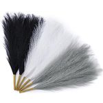 Serwalin Pampas Grass Decor Black Pampas Decor, 45cm 6pcs Faux Pampas Grass Modern Home Decor, Artificial Pampas Grass White Grey Party Gothic Room Decoration, Pampas Grass Bouquet Vase Filler