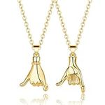 CERSLIMO Pinky Promise Necklace - 2 Pcs Couple Necklaces Gifts | Best Friendship Gifts Boyfriend Girlfriend Gifts Jewellery for Soulmate Pull Hook Pendant Necklaces Him and Her Gifts, Gold & Gold