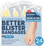 Dr. Frederick's Original SoftStick Better Blister Bandages - 24 ct - Extra Soft, Extra Stick - Grab-N-Go - Water Resistant Hydrocolloid Bandages for Blister Prevention - Toe Pack