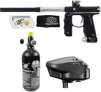 Maddog Empire Mini GS Electronic Full Auto Paintball Gun Marker w/ 48/3000 HPA Paintball Tank & Empire Halo Too Electronic Paintball Loader Starter Package - Dust Black/Silver - 2pc Barrel