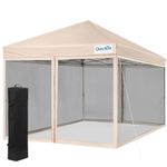 Quictent Gazebo 3 x 3m with 4 Sides,waterproof Event Shelter Canopy with Bag,Garden Party Tent with Mosquito Net,for Party,Holiday,Pool,Beige