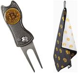 HODL 21 Bitcoin Divot Tool Grey and Bitcoin Golf Towel