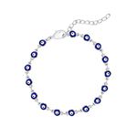 choice of all Evil Eye Bracelet for Women，14K Gold Plated Turkish Blue Eye Chain Bracelets for Girls (Silver Round Eye)